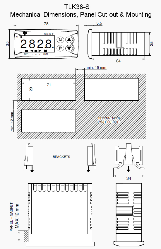 Mechanical Dimensions, Panel Cut-out & Mounting