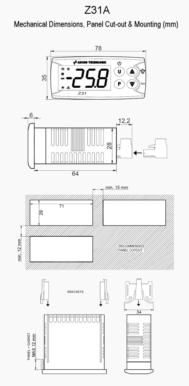 Mechanical Dimensions, Panel Cut-out & Mounting